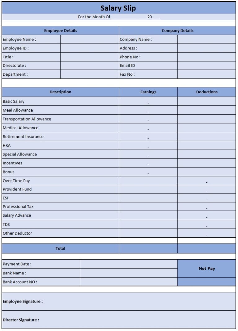 Pvt Ltd Company Salary Slip Format | Salary Slip Format In Excel ...