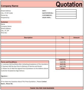 Quotation Format Excel | Download Quotation Format in Excel