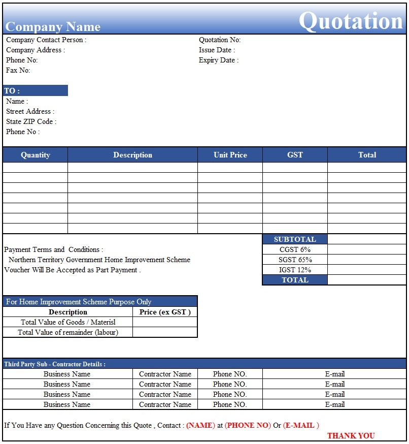 Quotation Letter Format In Excel , Download Quotation Format in Excel