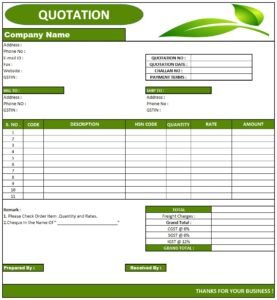 Quotation Mail Format | Download Quotation Format in Excel