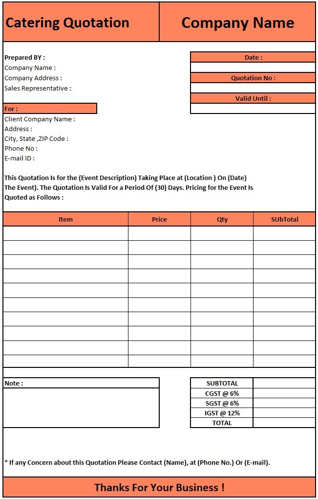 Request For Quotation Format , Download Quotation Format in Excel