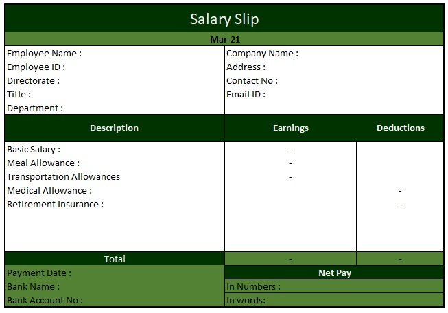 Salary Slip Format For Private Company , Salary Slip Format In Excel Download Free