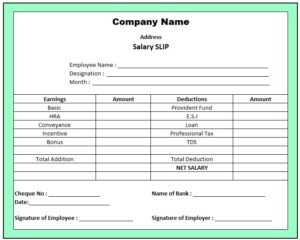Salary Slip Format For Proprietorship Firm | Pay Slip Format Excel