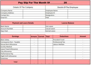 Salary Slip Format For Proprietorship Firm | Salary Slip Format In Excel Download Free
