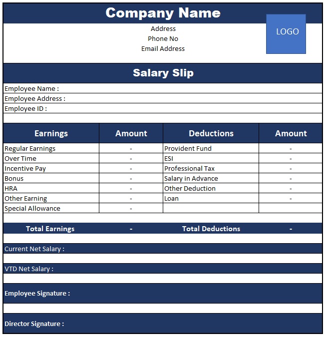 Salary Slip Format In Excel With Formula In India 2017 , Pay Slip Format Excel