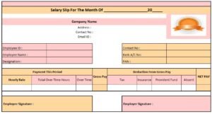 Salary Slip Template In Excel Free Download | Pay Slip Format Excel