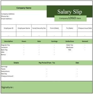 Simple Salary Slip Template In Excel | Salary Slip Format In Excel Download Free