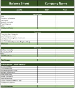 Balance Sheet Template- Corporate Finance Institute