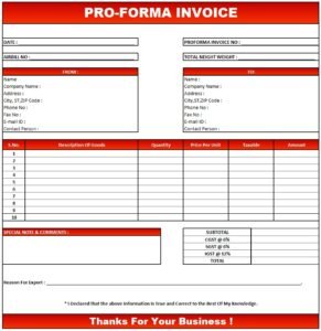 Best Proforma Invoice Format | Download Proforma Invoice In Excel
