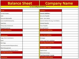 Download Balance Sheet Excel Template- In Excel