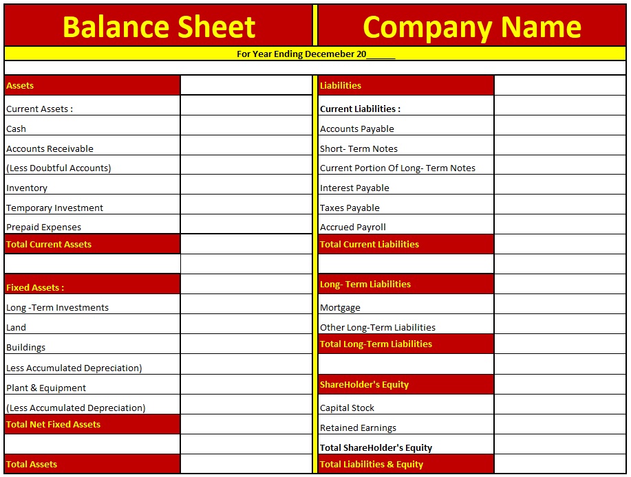 balance sheet in excel download