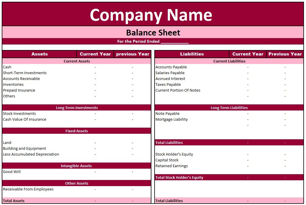 Download Balance Sheet In Excel File In Xls Format