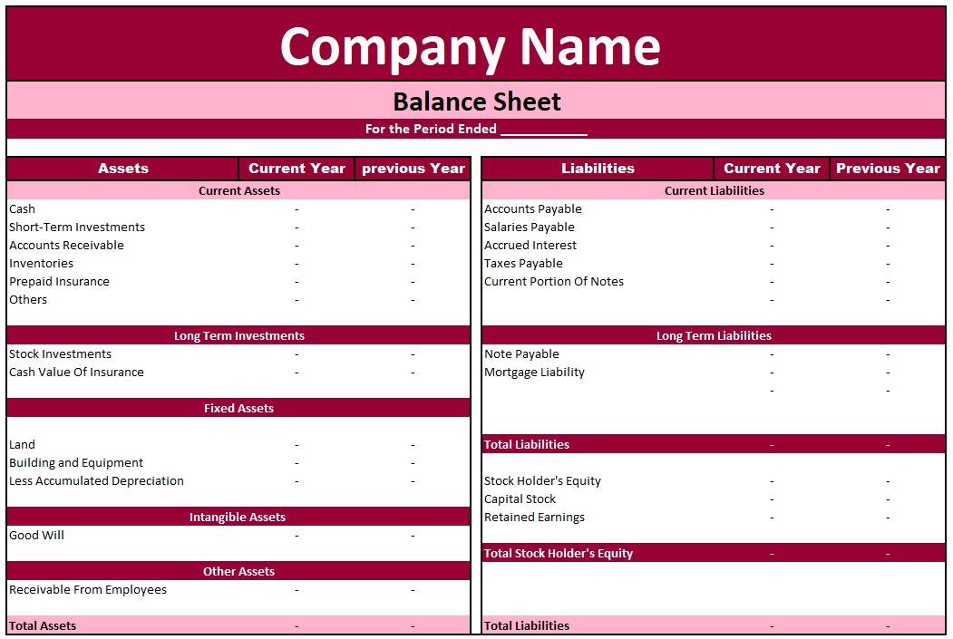 Download Balance Sheet In Excel File In xls Format
