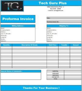 Performance Invoice Meaning | Download Proforma Invoice In Excel