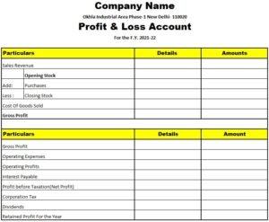 Profit and Loss Statement Format Download In Excel