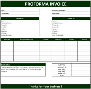 Proforma Invoice For Payment | Download Proforma Invoice In Excel