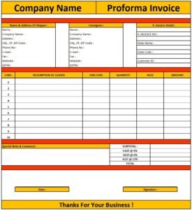 Proforma Invoice Is Sent By | Download Proforma Invoice In Excel