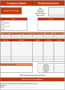 Proforma Invoice Online Free | Download Proforma Invoice In Excel