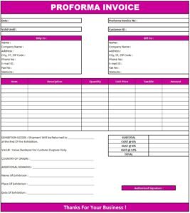 Proforma Invoice Quickbooks | Download Proforma Invoice In Excel