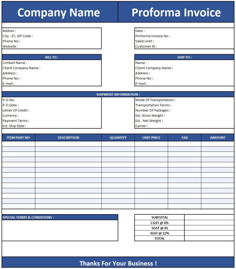 Proforma Invoice Woocommerce | Download Proforma Invoice In Excel