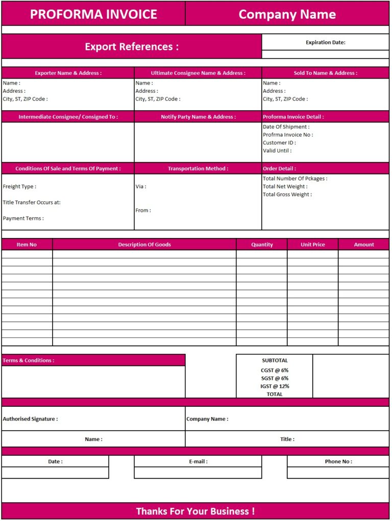 Proforma tax invoice meaning download proforma invoice in excel