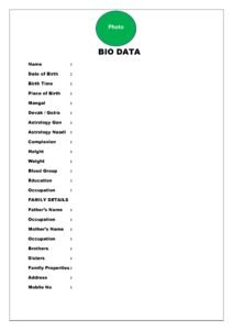 Bio-data For Marriage, Bio-data Format, Bio Data