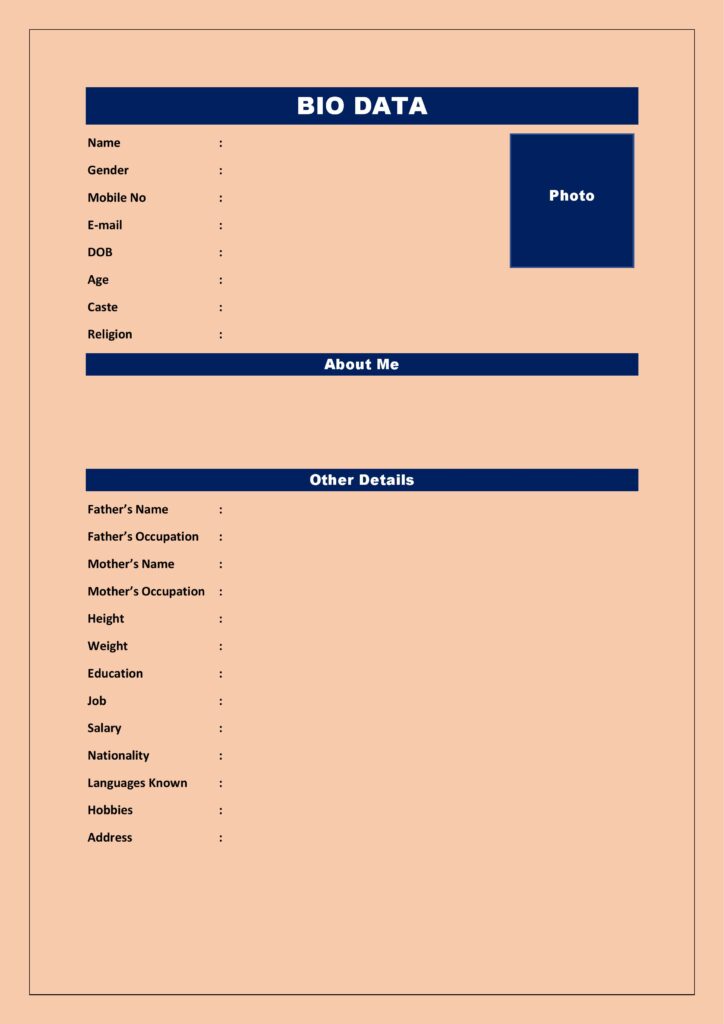 Latest Bio-data Format For Marriage Doc