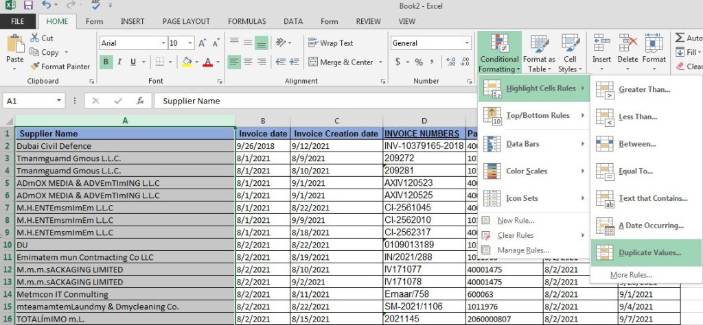 Procedure to Highlight or Find Duplicates Value 2