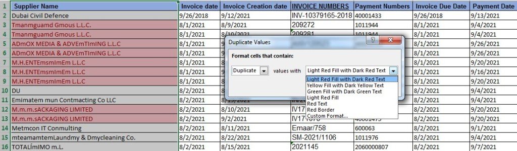 Procedure to Highlight or Find Duplicates Value 3