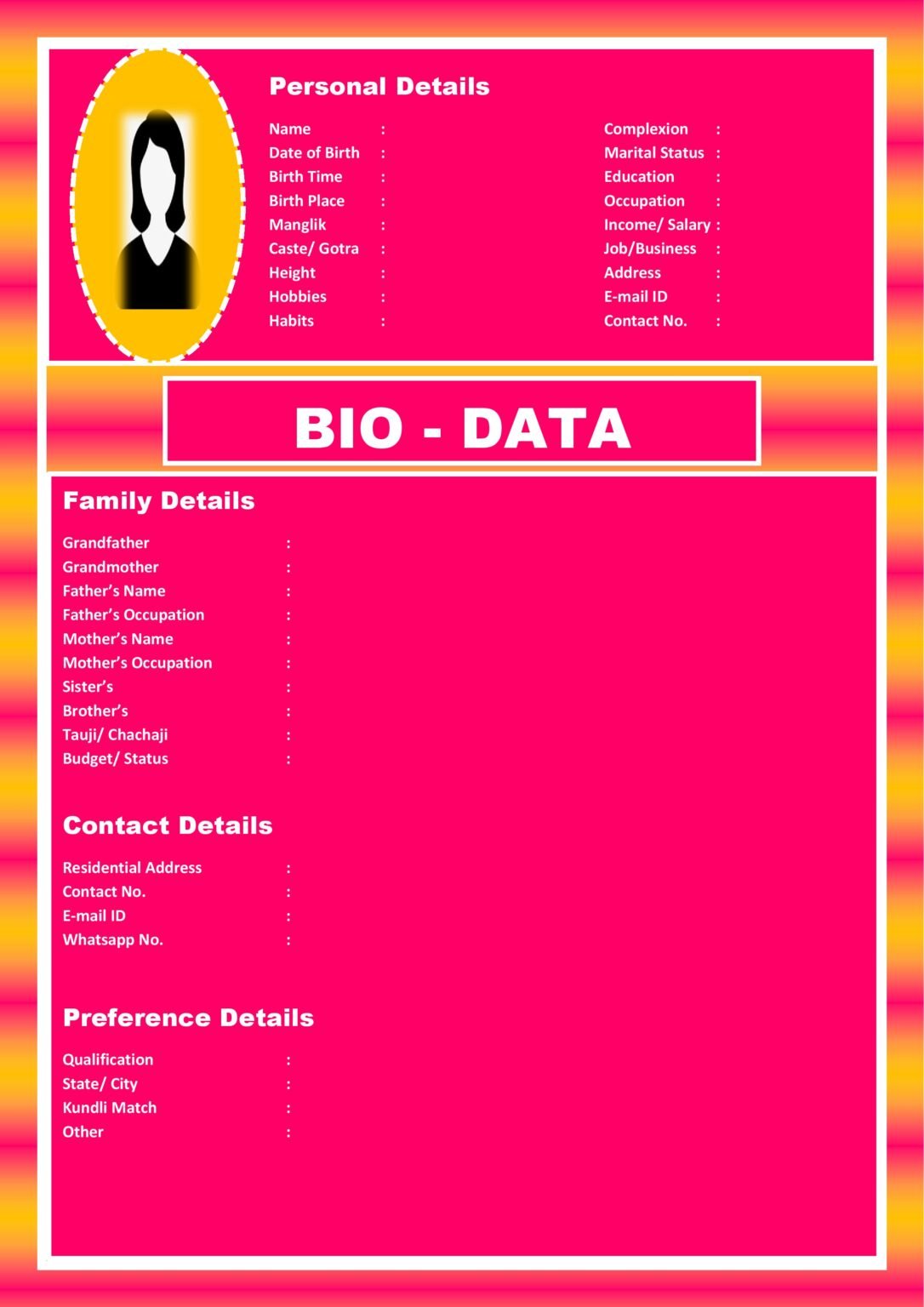 Bio Data Format And Sample For Marriage 0557