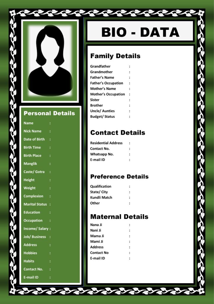 How to Write Marriage Bio-data format in MS - Word