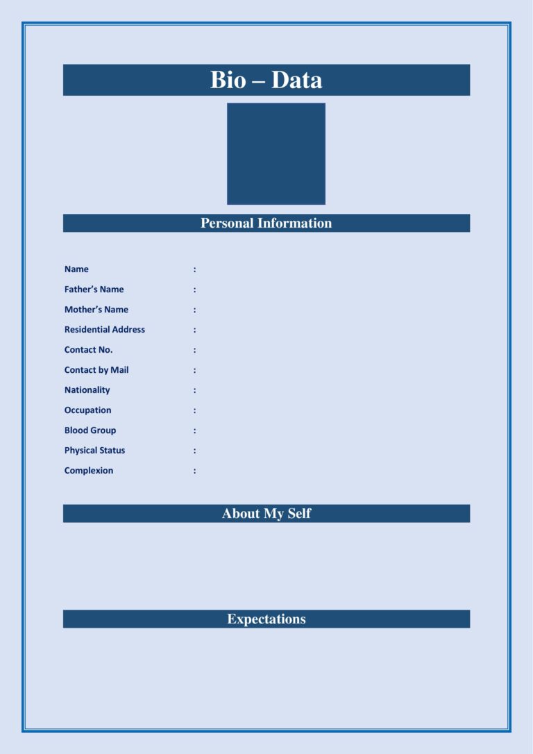 Marriage Bio- Data Word Format