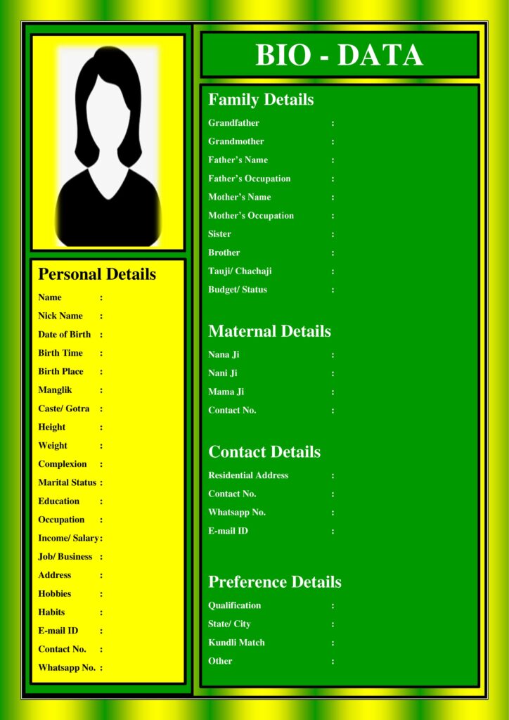 Modern Bio-data for Marriage unique and Creative Designs