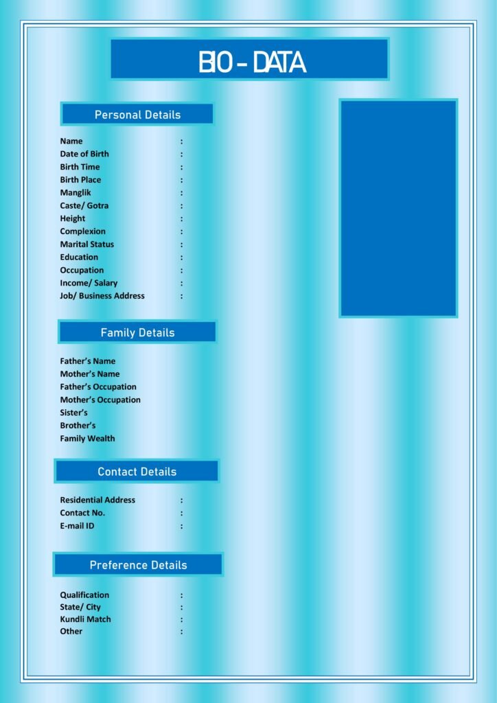 Biodata Format with Editable Font Styles (Download Word .docx)