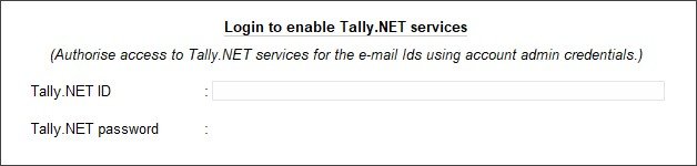 Tally Prime Login to enable Tally.net Services