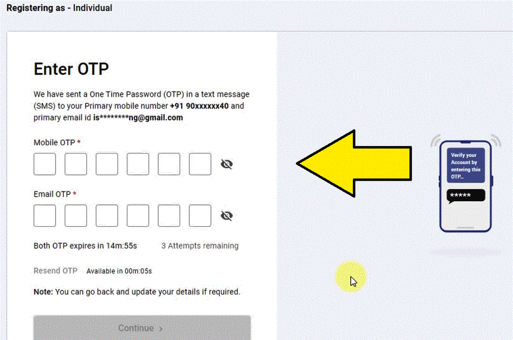 generate otp on income tax website