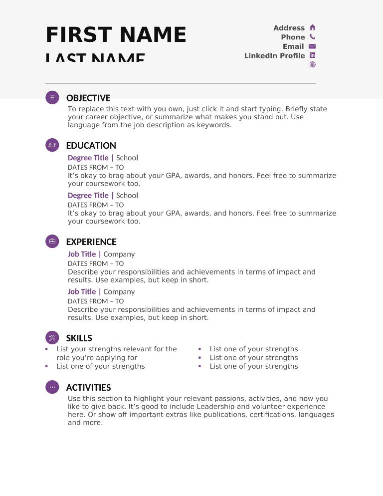 sample resume for new job seekers