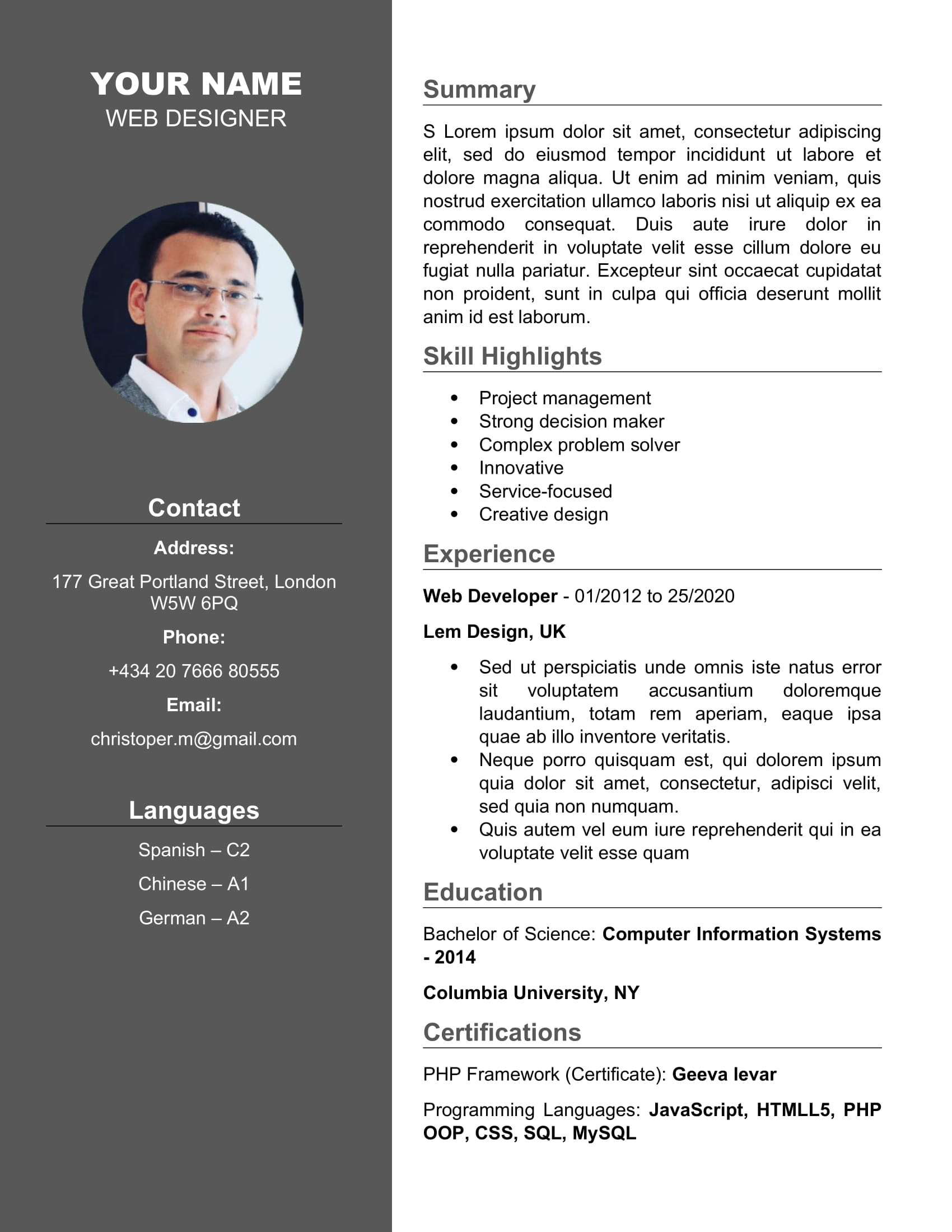  FREE CV Templates In Microsoft Word Resume Format