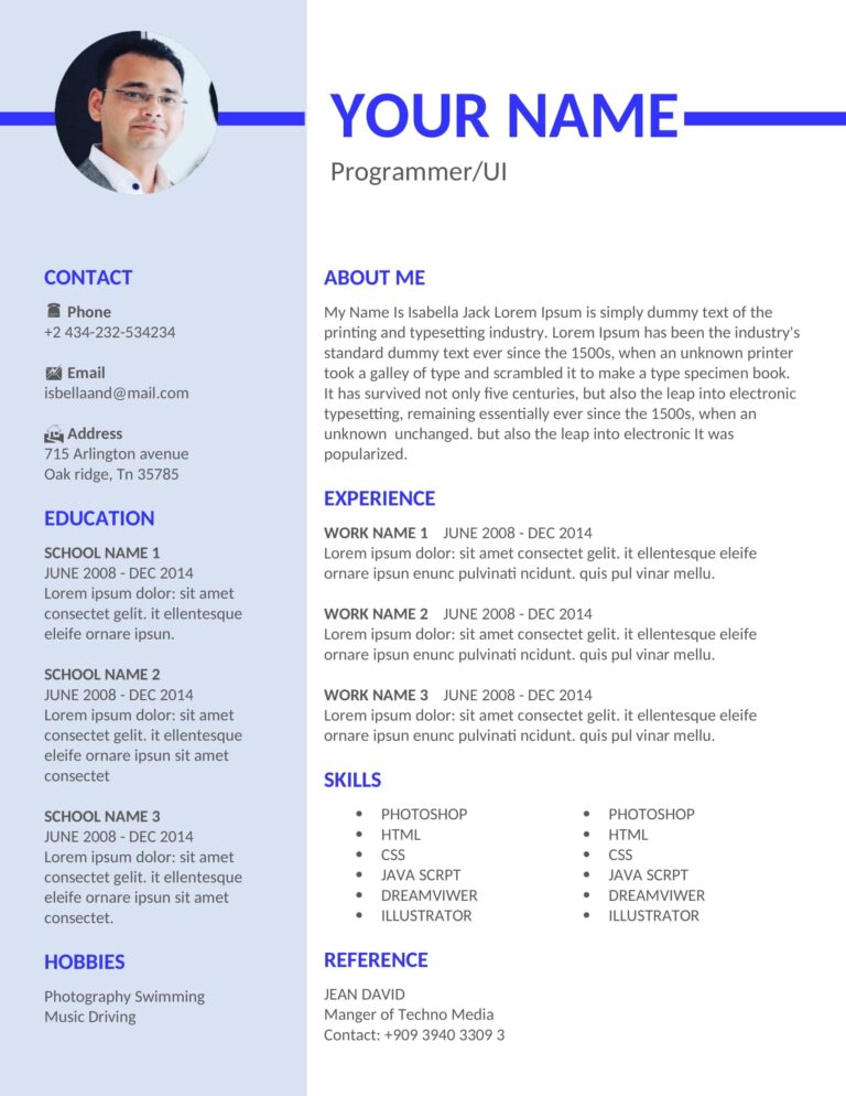 Free Resume Templates For Freshers 