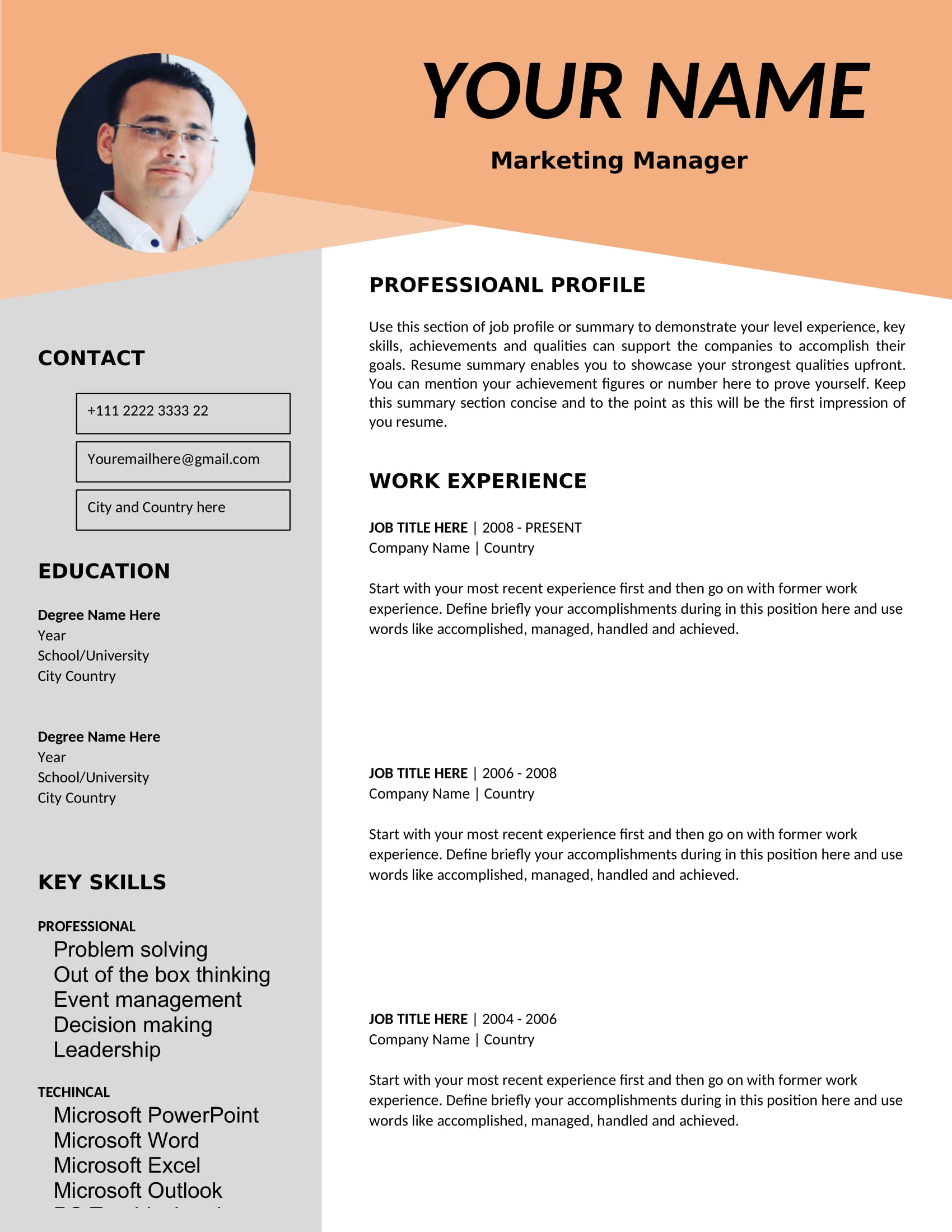 experience resume format download in ms word