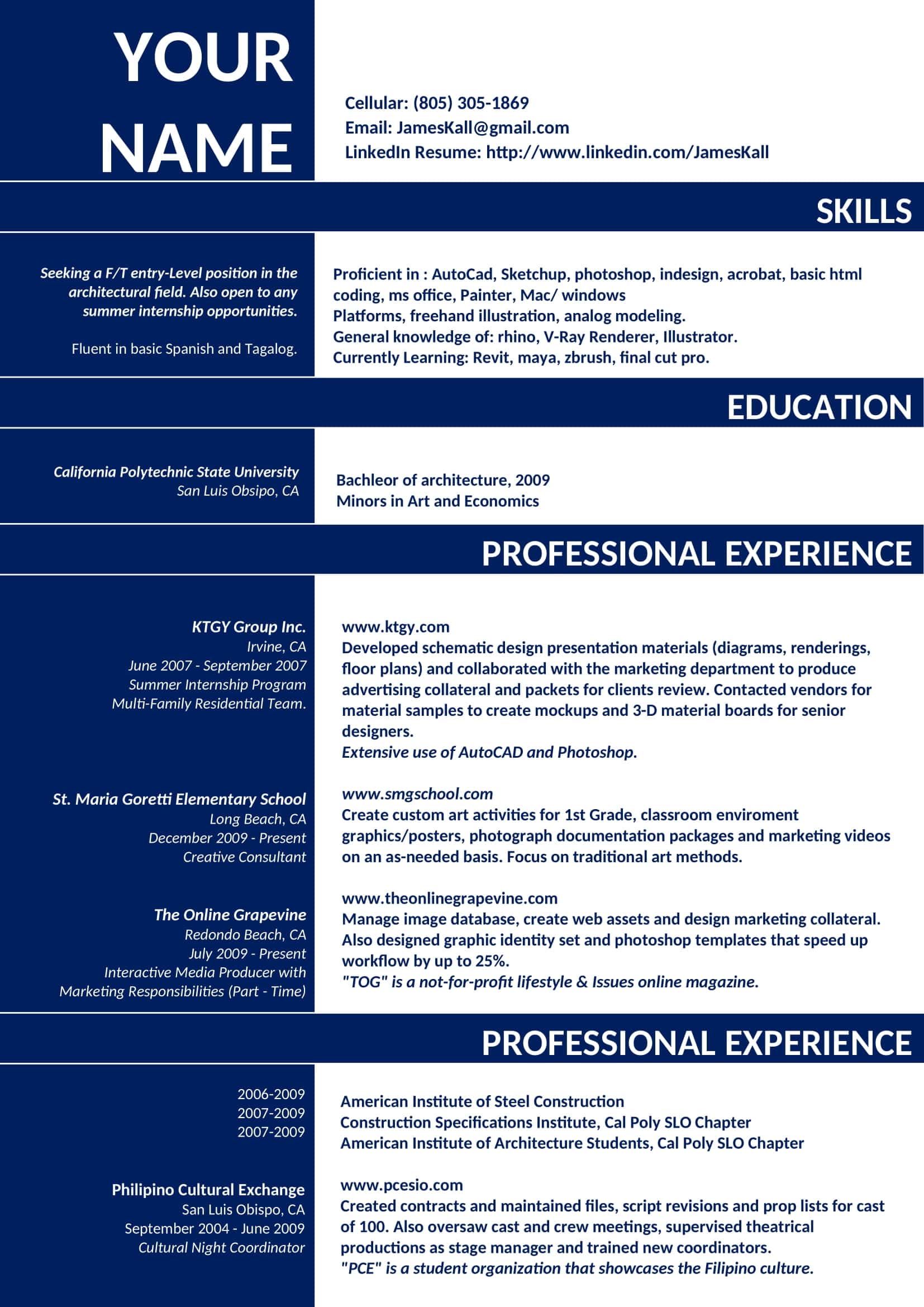 Modern Stylish Resume CV Format Download in Word PDF