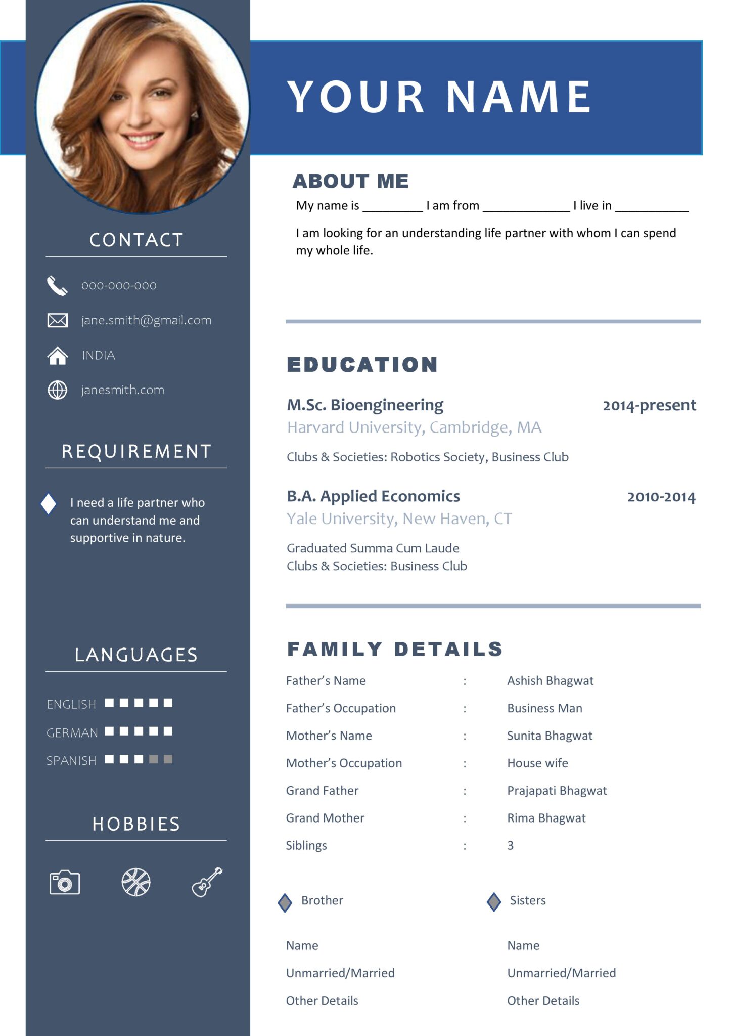 Bio Data Format - Fill Online, Printable, Fillable, Blank , Ms - word ...