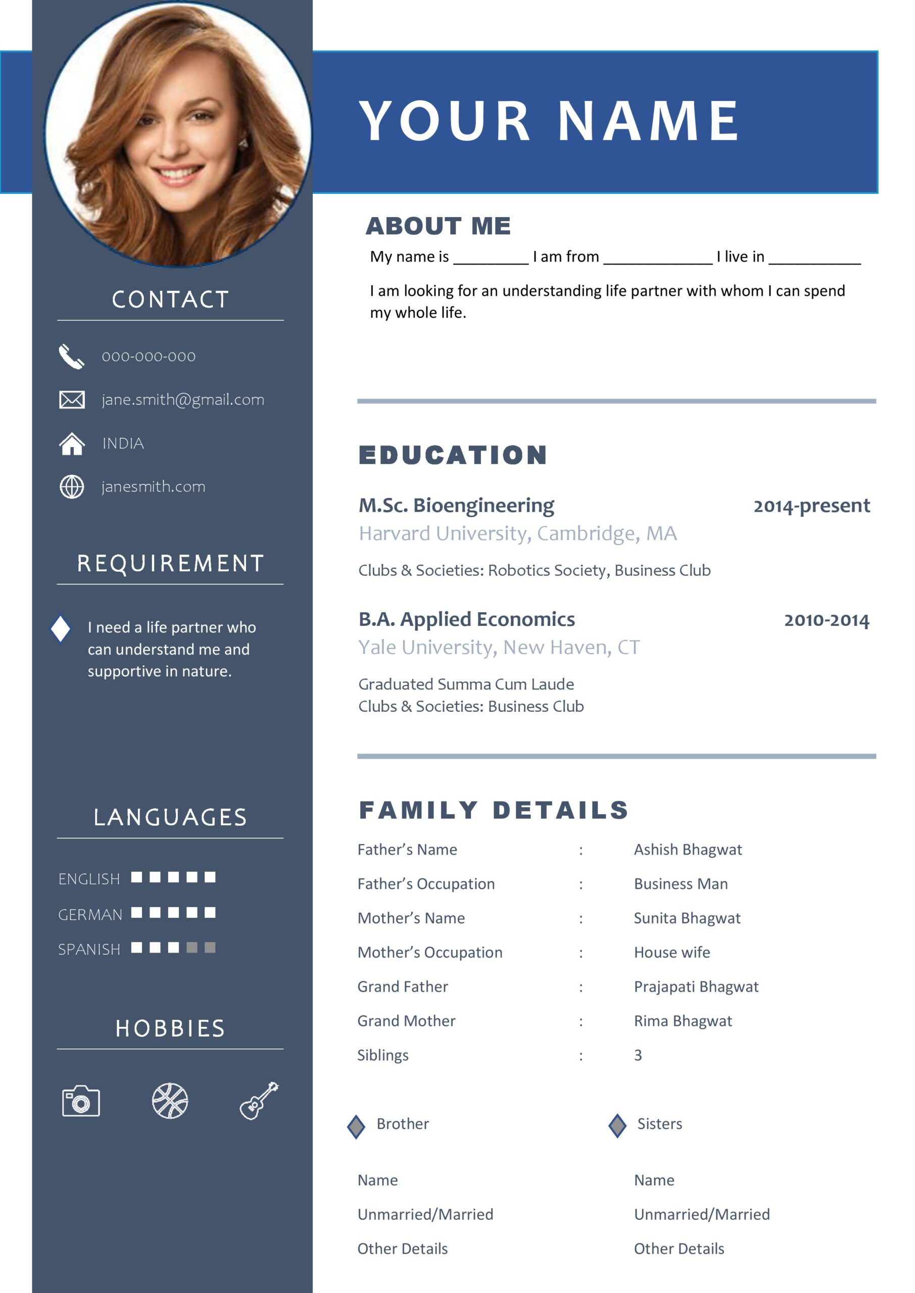 Bio Data Format - Fill Online, Printable, Fillable, Blank , Ms - word format