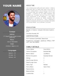 Find Bio-data for marriage template in MS-Word