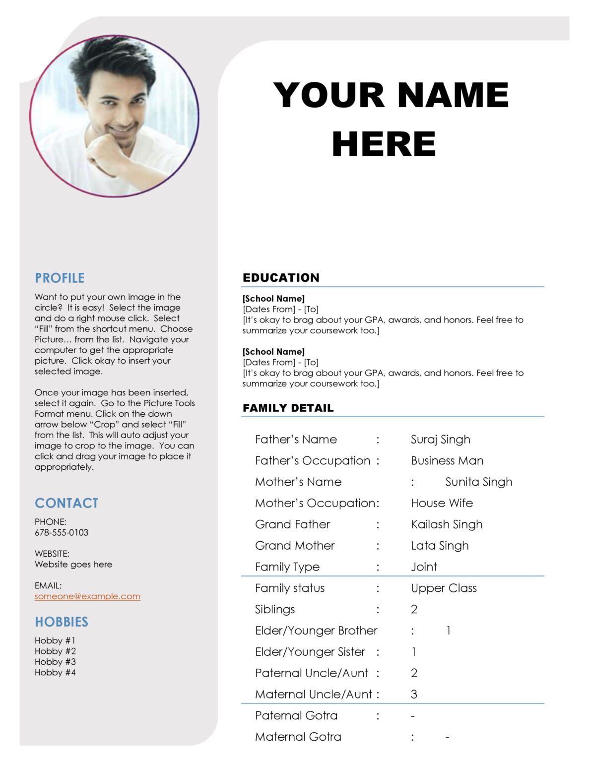 Latest Marriage Bio-data Format (Word Formats)