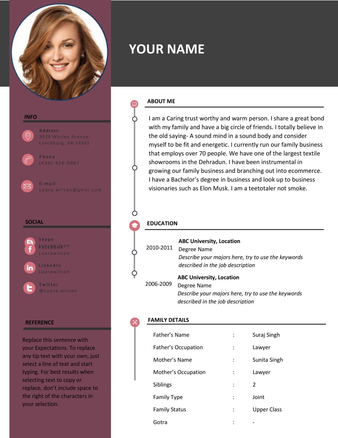 Marriage Bio-data Format-For Grooms & Brides