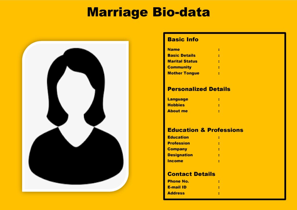 Bio-data Format for Marriage [Download MS Word Format]