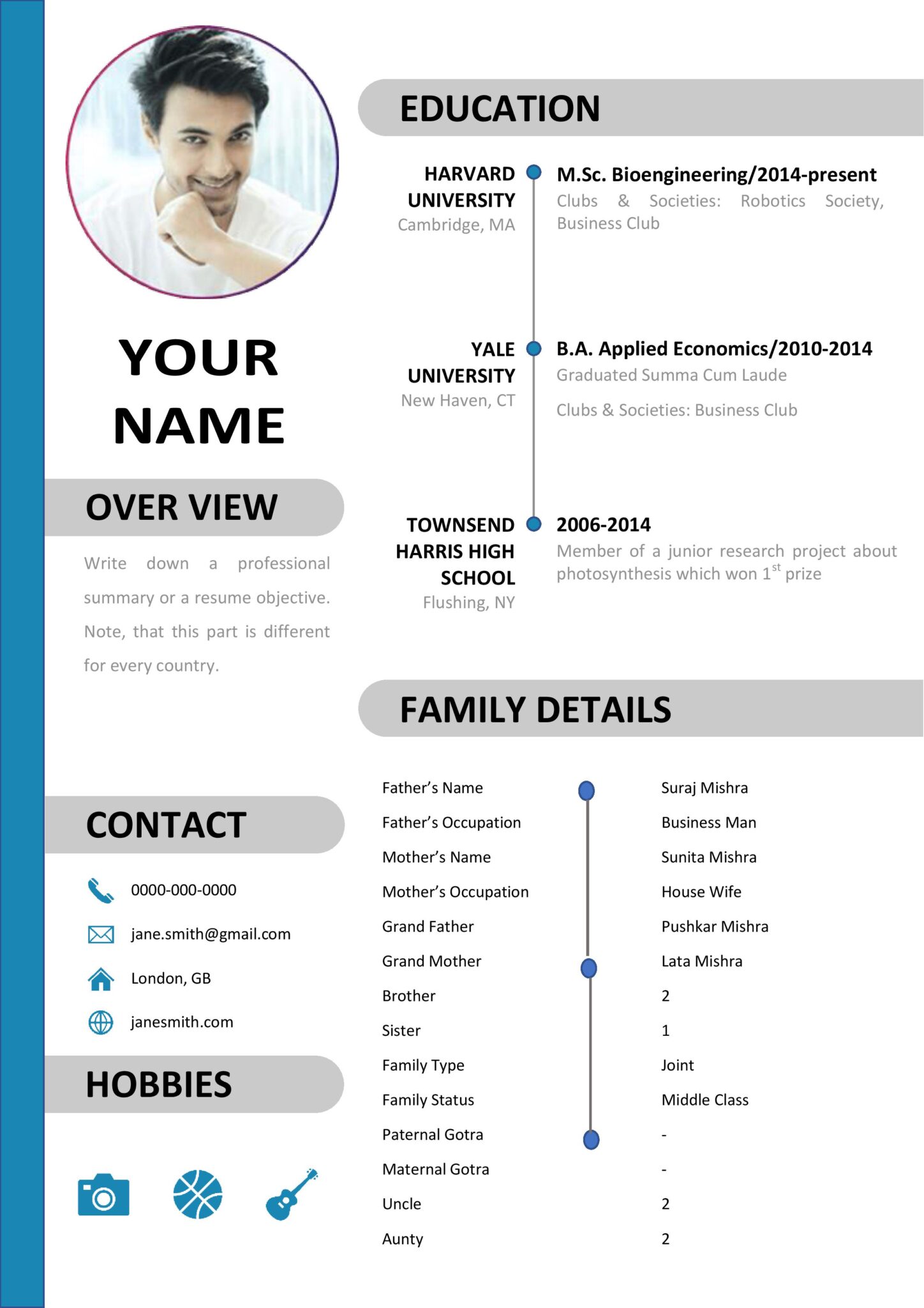 Modern Marriage Bio-data Format for girls - Bio-data Format