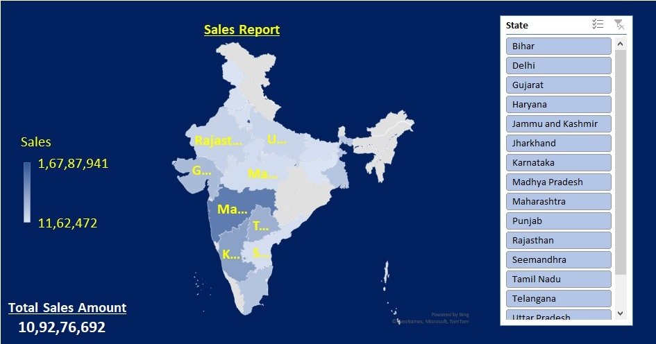 How to Create a Sales DYNAMIC Map Chart With Slicer in Excel