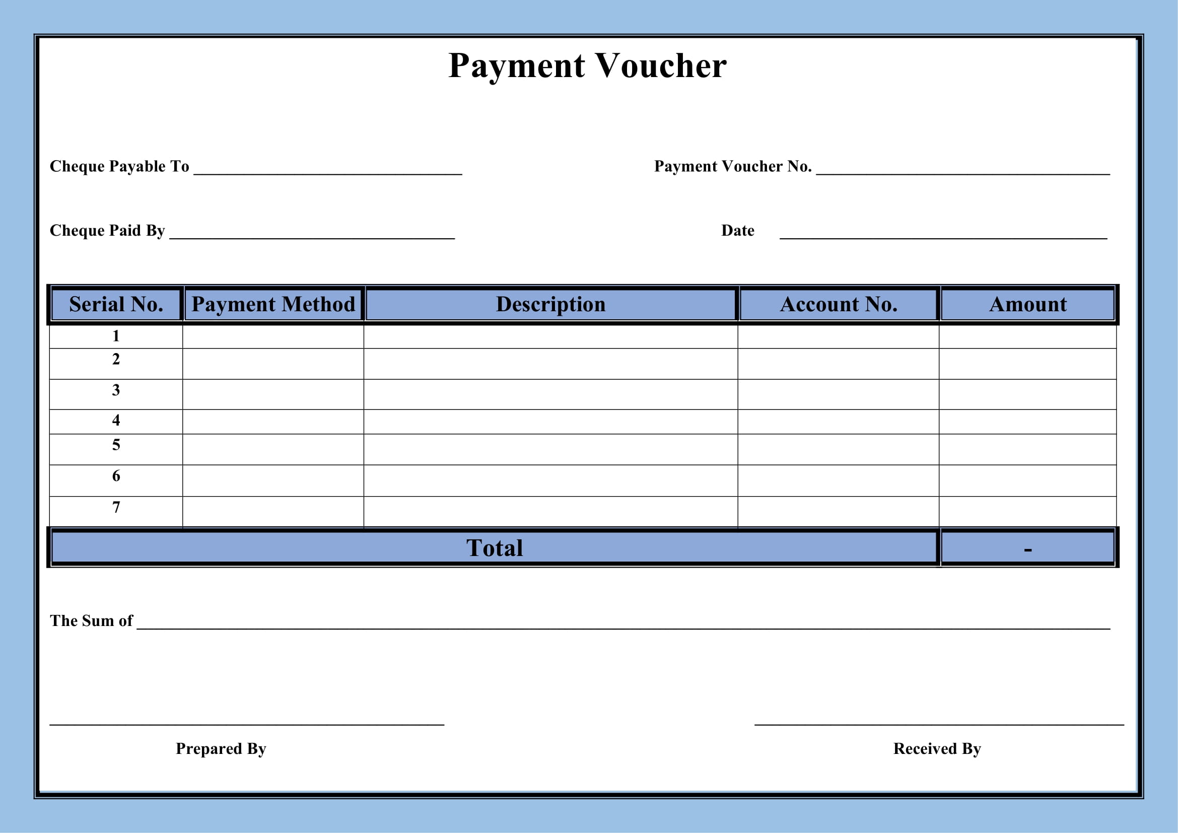 Cash Voucher Template